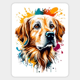 Golden Retriever Dog - Cute Golden Retriever Colourful Magnet